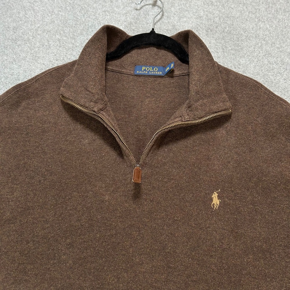 Polo Ralph Lauren Quarter Zip Pullover Mens XXL Brown Preppy Old Money